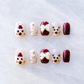 GLORS Christmas Press-On Nails – Short Square Festive Design (10 Pieces, XS/SS)