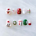 GLORS Christmas Press-On Nails – Short Square 3D Festive Design (Santa & Snowman) – 10 Pieces