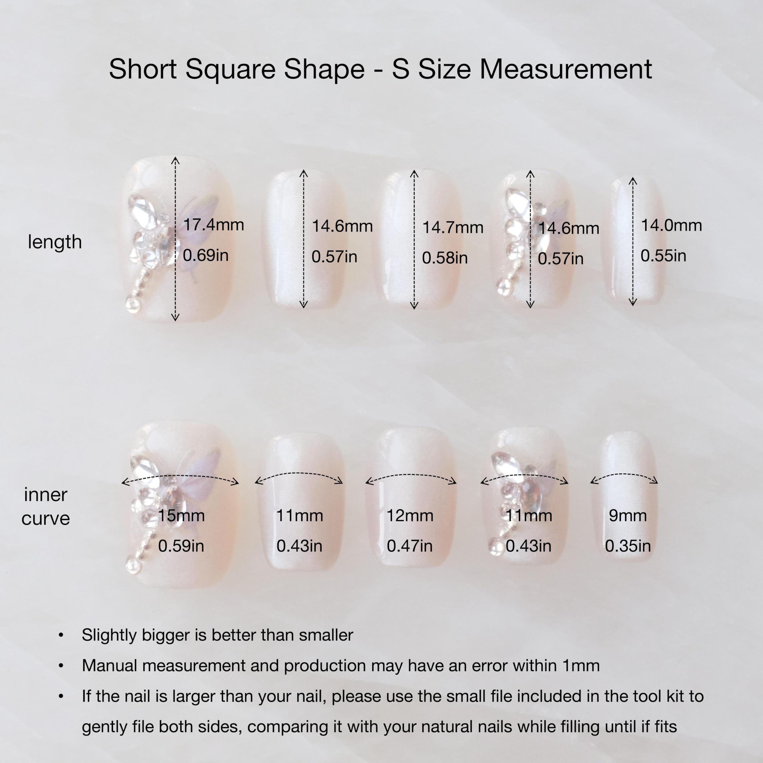 GLORS Purely Handmade Short Press On Nails | SCSbutterfly Cat-Eye Art (10 pcs, Small)