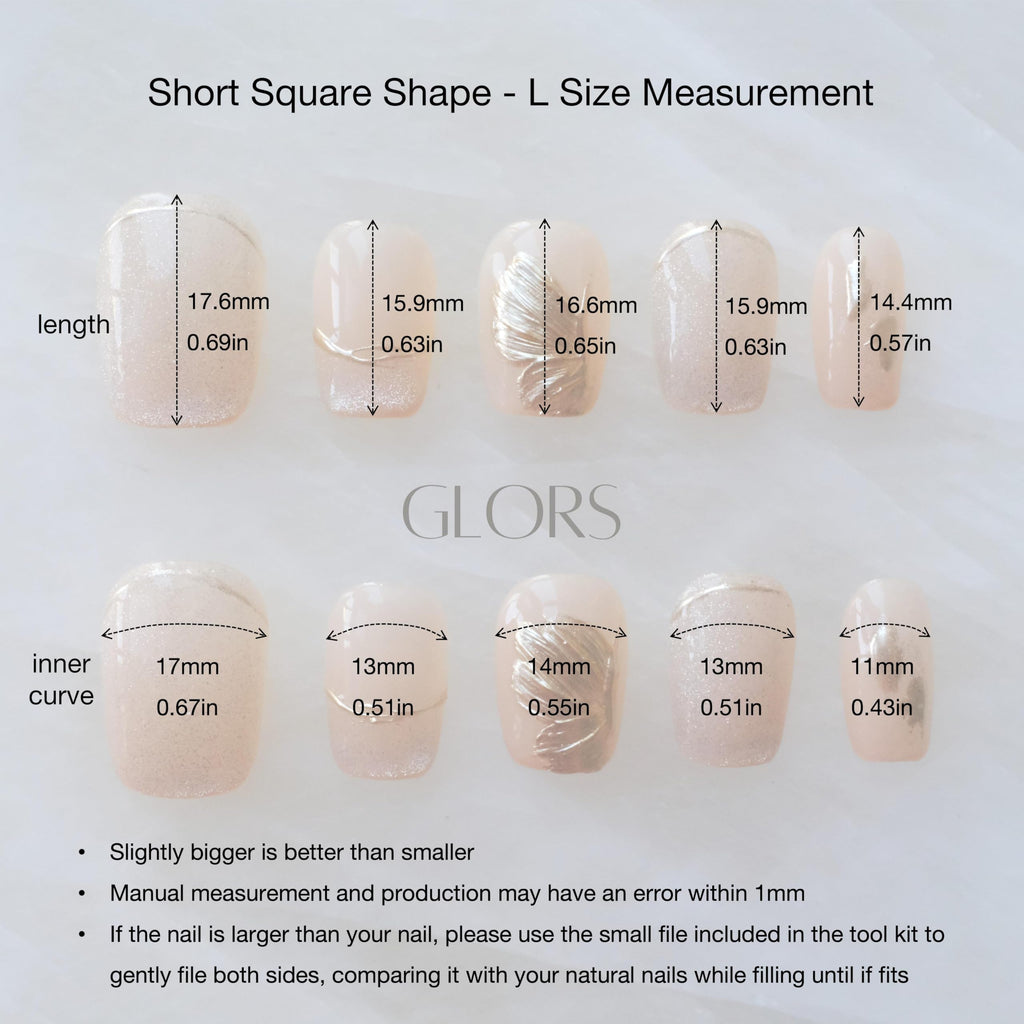 [GLORS] Purely Handmade Press On Nails | Flower Dance - Cat-Eye & Icy Nude Short Square, 10 Pieces