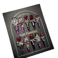GLORS Luxury Long Press-On Nails – Purple Glitter Stiletto with Rhinestones (10-Piece Set, Small LS)
