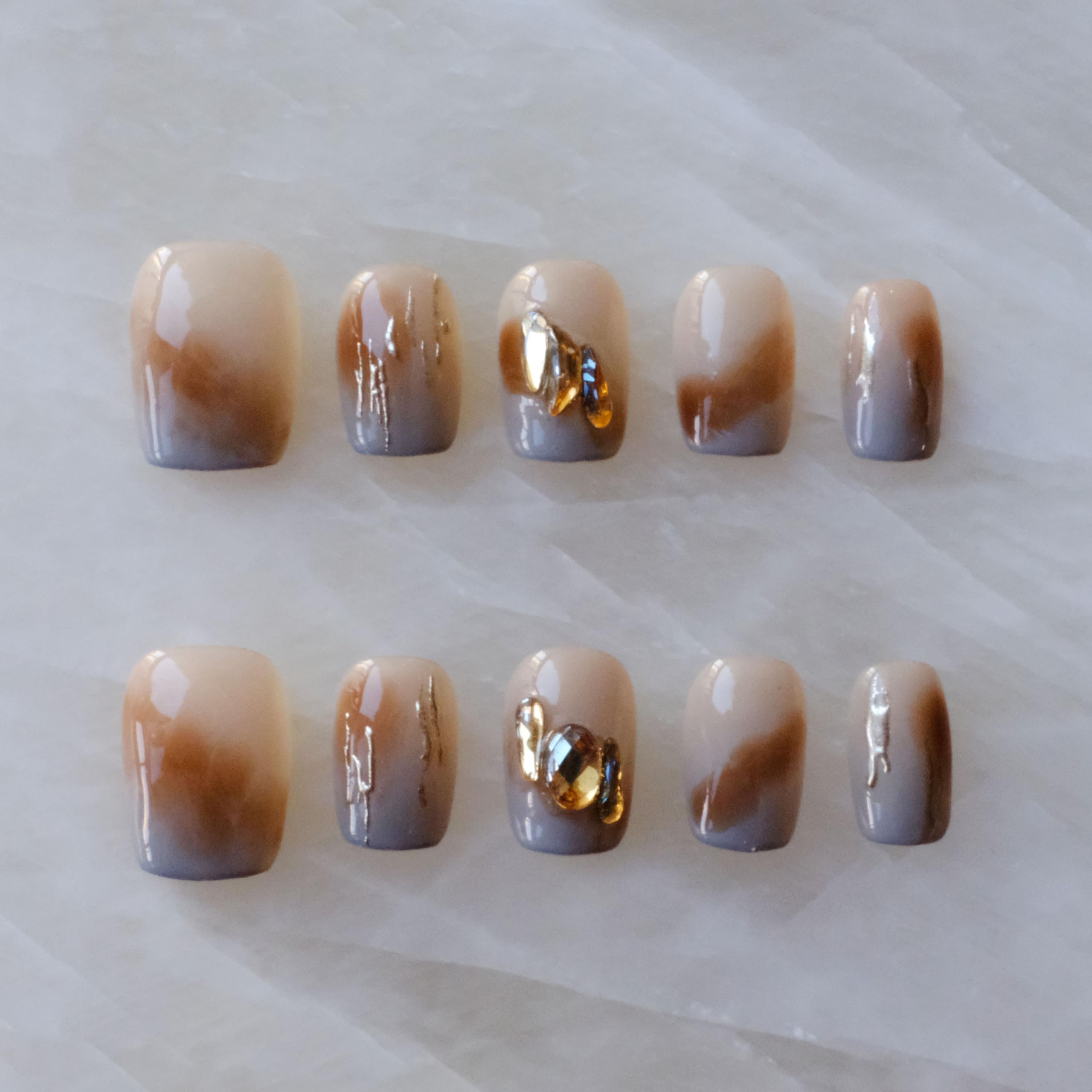 GLORS Purely Handmade Press On Nails | Mist Forest Gradient – Short Square, 10 pcs (SS)