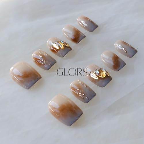 GLORS Purely Handmade Press On Nails | Mist Forest Gradient – Short Square, 10 pcs (SS)