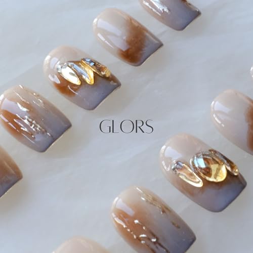 GLORS Purely Handmade Press On Nails | Mist Forest Gradient – Short Square, 10 pcs (SS)