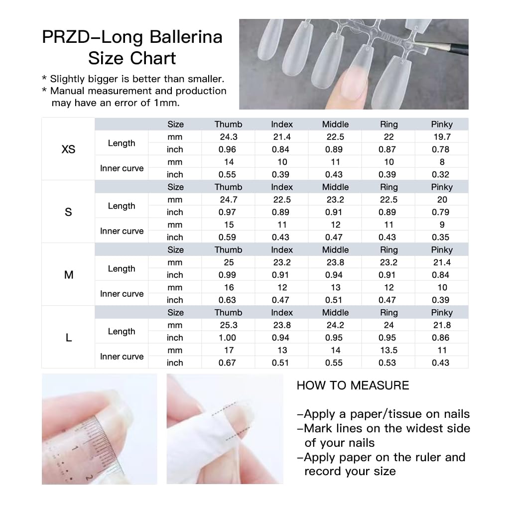 GLORS Press On Nails - Long Ballerina Nude Pink with Gold Accents - 10 Pieces (XS/LB)