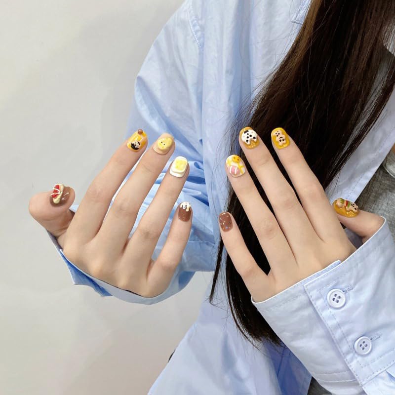 [GLORS] Purely Handmade Press On Nails | Cartoon Design, Short Square, 10 Pieces (XS-SS)