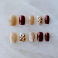 GLORS Purely Handmade Press On Nails - Burgundy Moonlight Cat-Eye, Short Square, 10 pcs (SS)