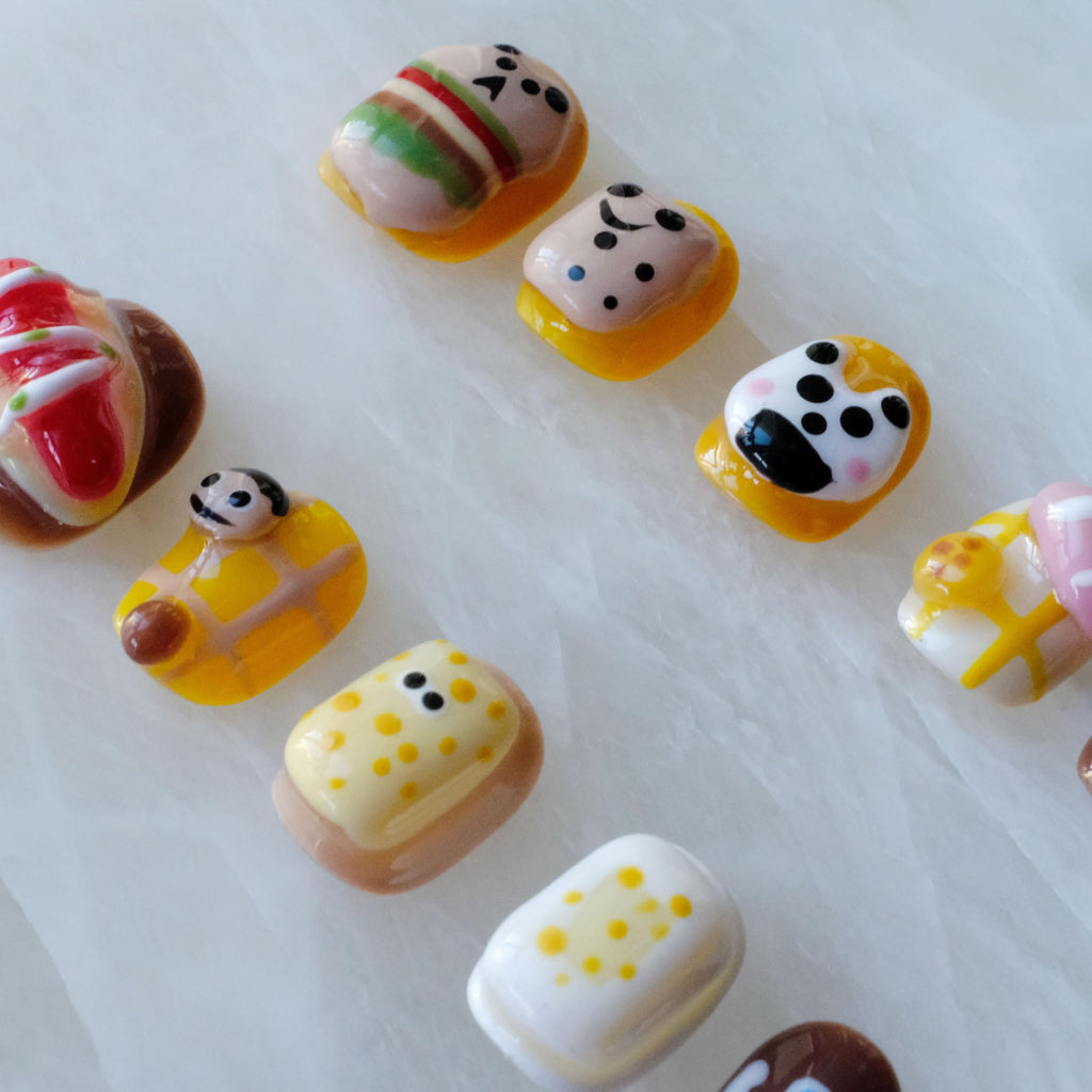 [GLORS] Purely Handmade Press On Nails | Cartoon Design, Short Square, 10 Pieces (XS-SS)