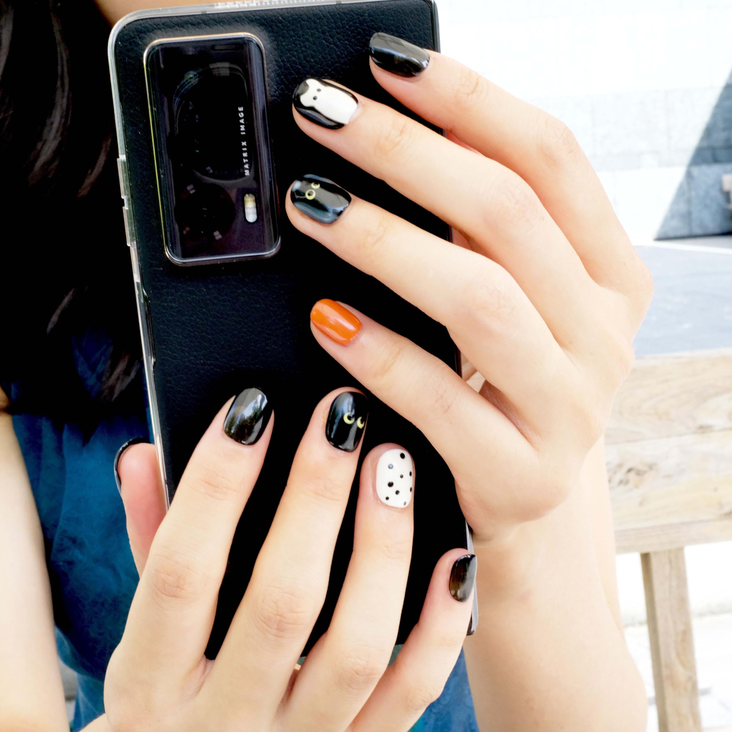 [GLORS] Purely Handmade Press On Nails | Kawaii Black Short Square, 10 pcs (SS) – Salon Quality