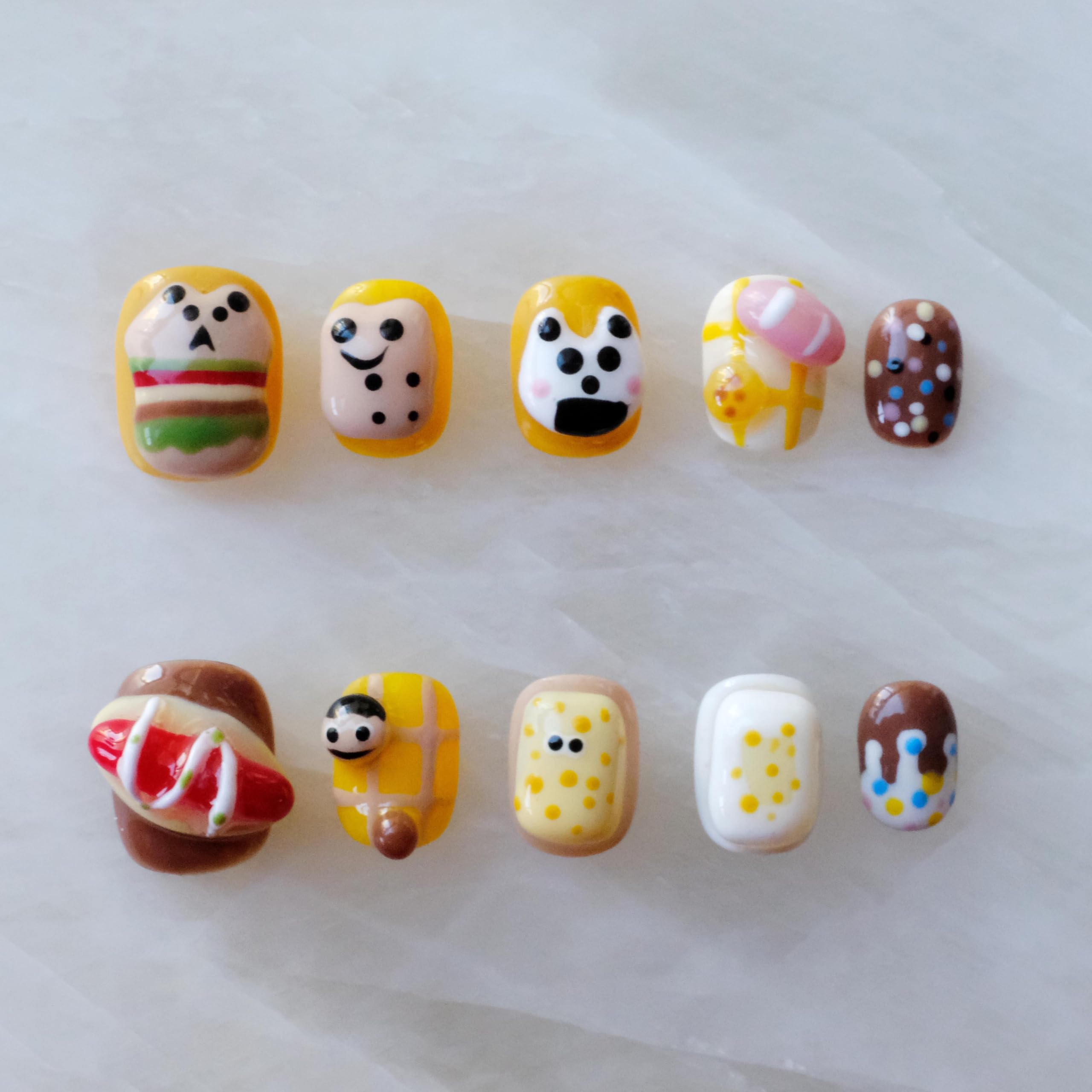 GLORS Purely Handmade Press On Nails | Cute Cartoon Design | Short Square, 10pcs (Small SS)