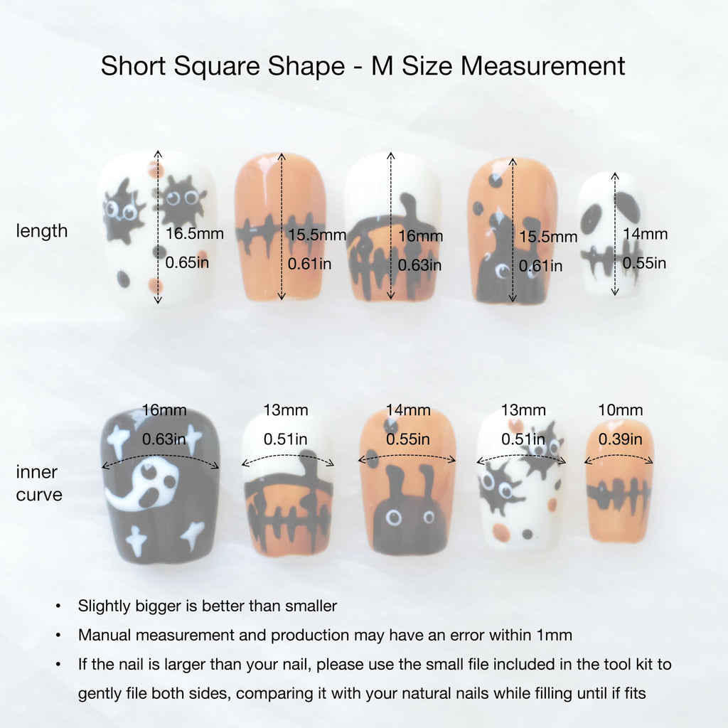 GLORS Halloween Press On Nails – 10-Piece Short Square Set in Orange & Black