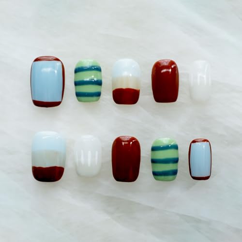 GLORS Purely Handmade Press On Nails – Short Square Kawaii Set | 10-Piece Salon Quality Nails (XS, SS)