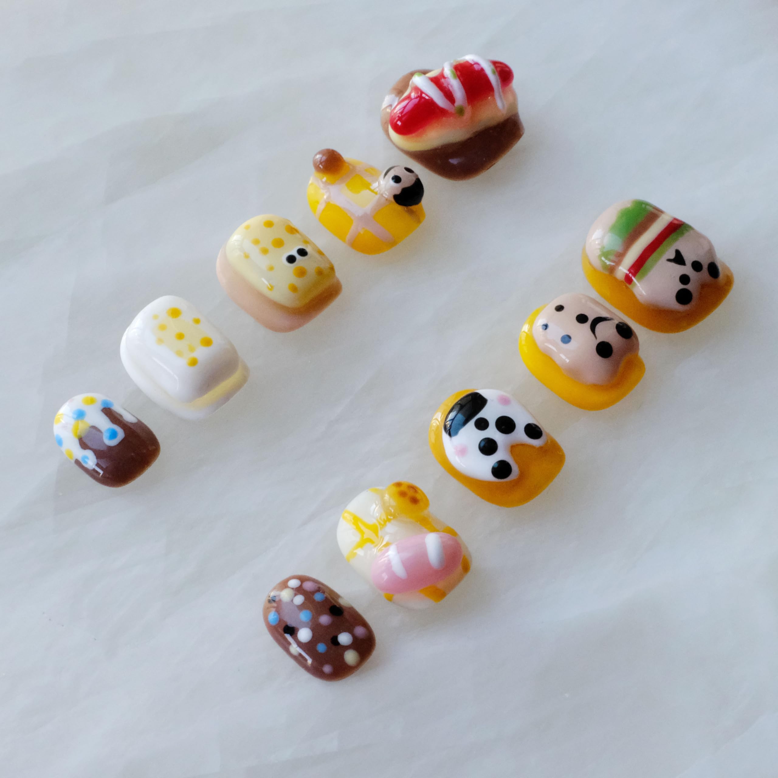 GLORS Purely Handmade Press On Nails | Cute Cartoon Design | Short Square, 10pcs (Small SS)
