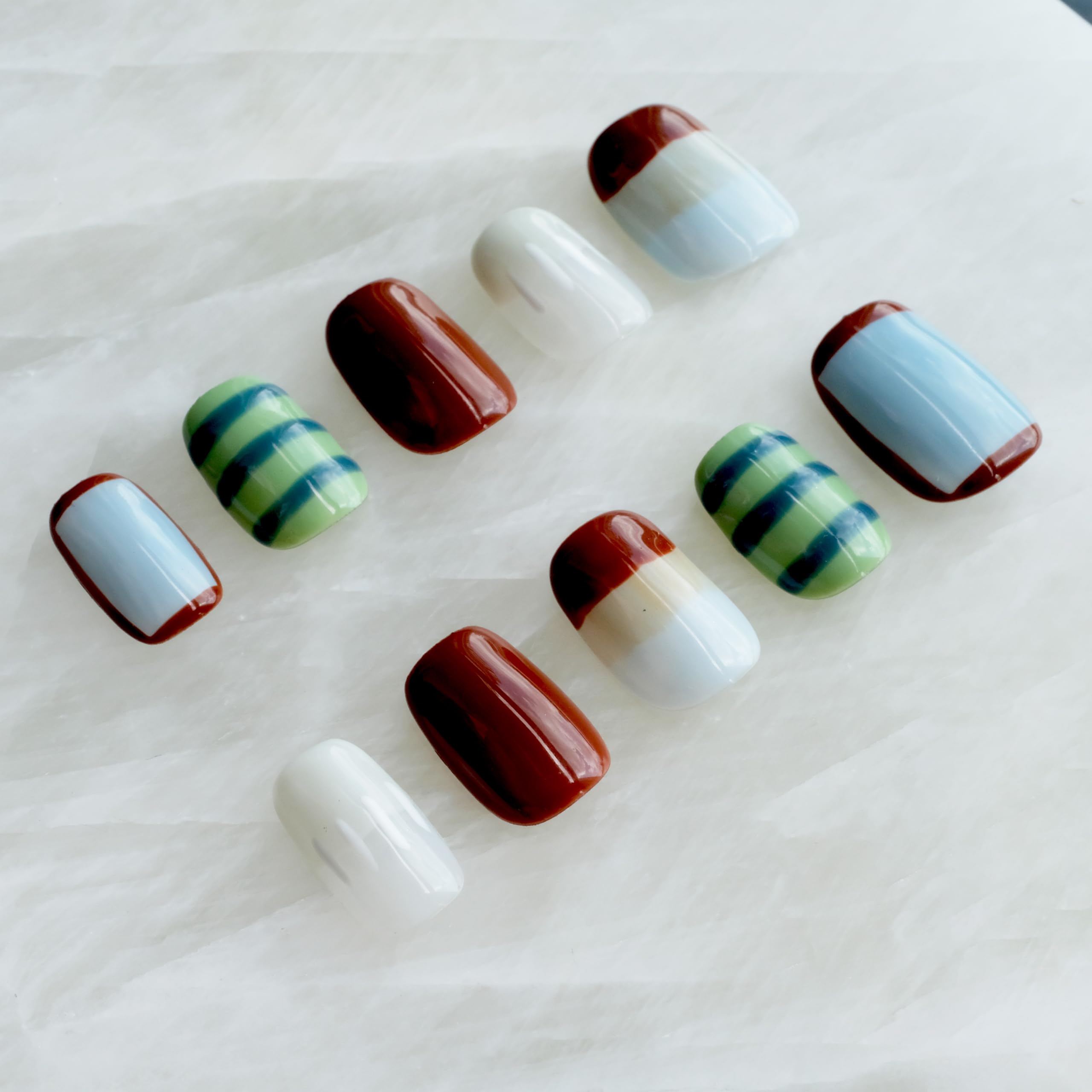 GLORS Purely Handmade Press On Nails — Kawaii Short Square Set, 10pc (Small SS)