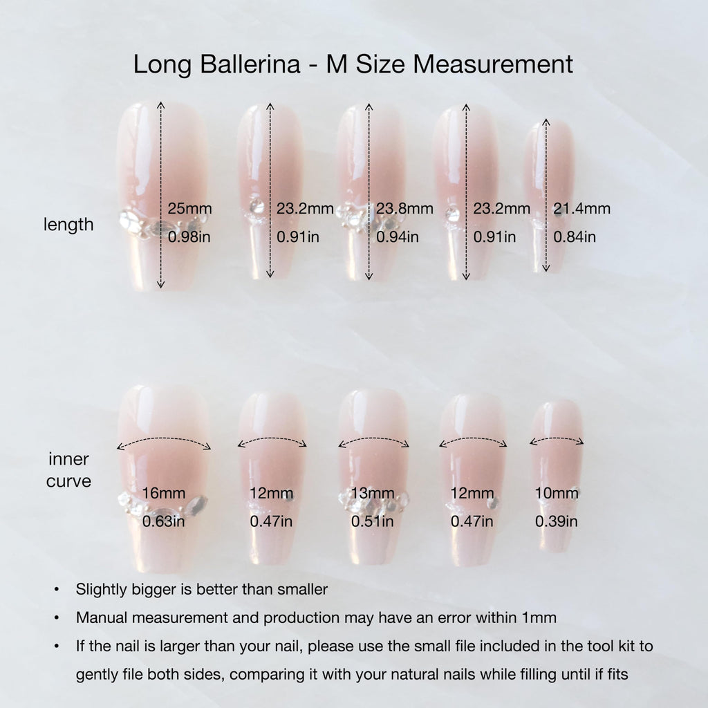 GLORS Long Ballerina Press-On Nails Pink French with Rhinestones | Coffin Shape