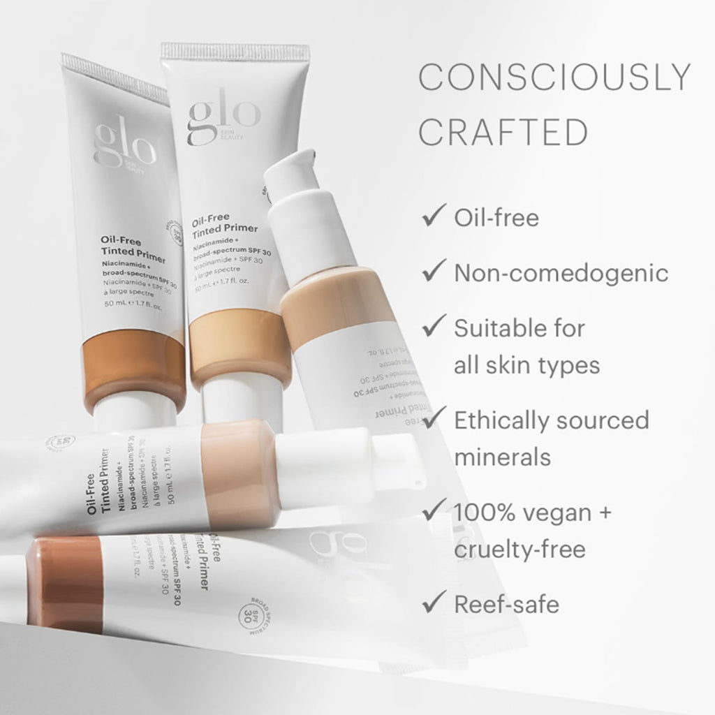 Glo Skin Beauty Oil-Free Tinted Primer SPF 30 – 4-in-1 Mineral Foundation Primer, Medium