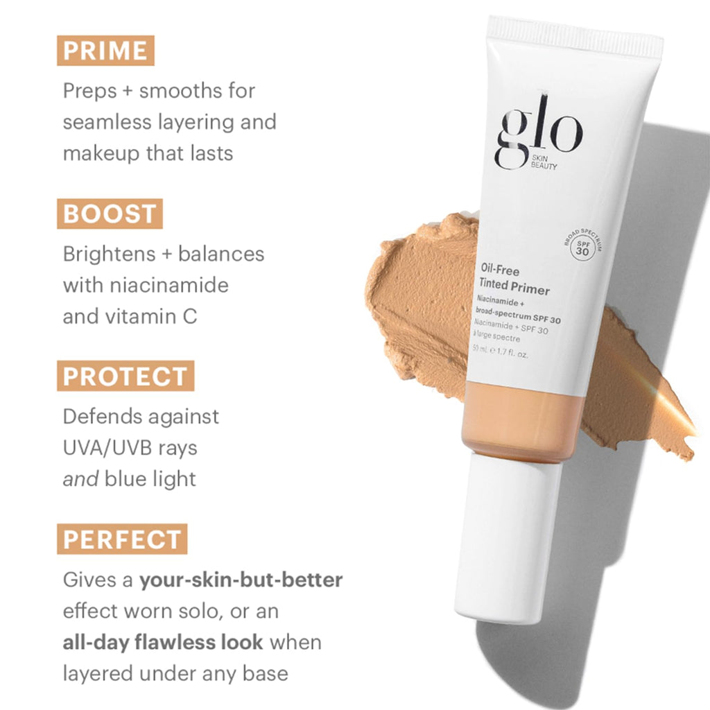 Glo Skin Beauty Oil-Free Tinted Primer SPF 30 – 4-in-1 Mineral Foundation Primer, Medium