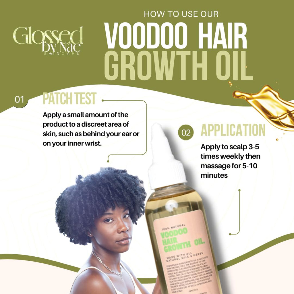 Glossed by Nae Voodoo Hair Growth Oil – Rosemary, Lemongrass, Grapeseed & Castor Oil for Hair Growth | All Hair Types | 4 oz