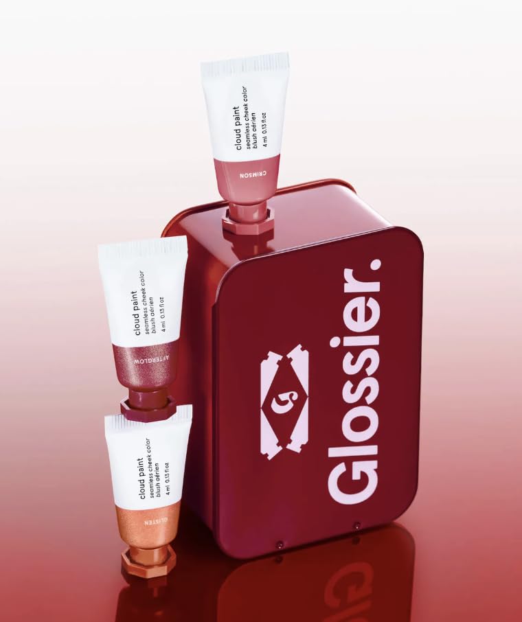 Glossier Mini Cloud Paint Blush Trio Holiday Gift Set Crimson Glisten Afterglow Limited Edition