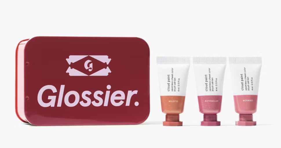 Glossier Mini Cloud Paint Blush Trio Holiday Gift Set Crimson Glisten Afterglow Limited Edition