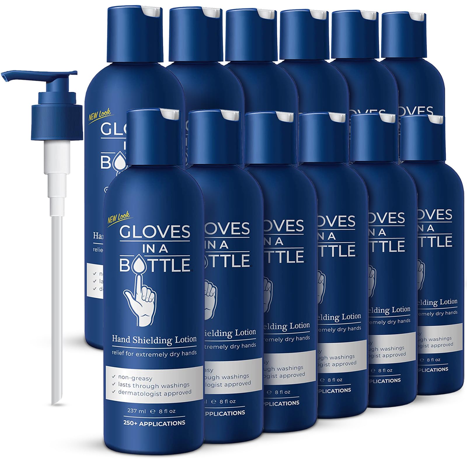 Gloves In A Bottle Shielding Lotion for Dry, Itchy Skin — 8 oz (12 Pack) | Hypoallergenic & USA Made