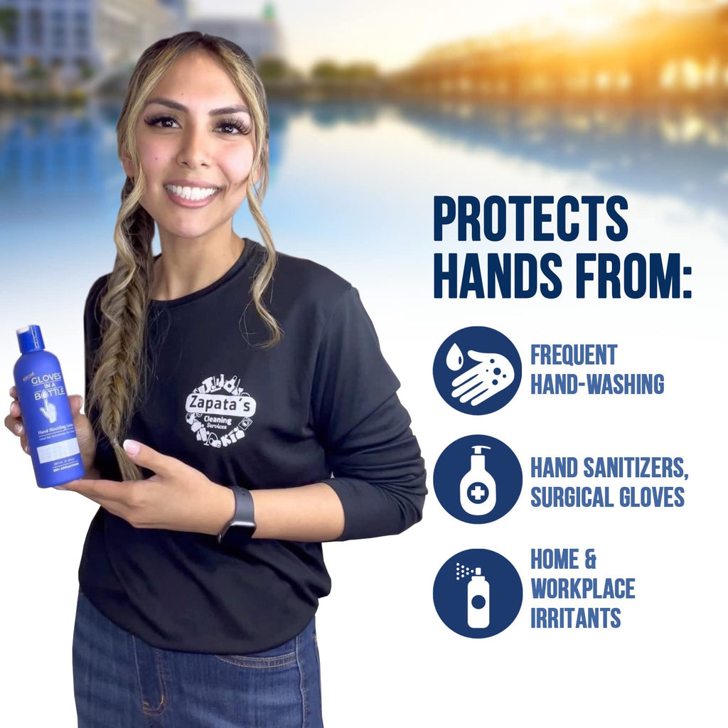 Gloves In A Bottle Shielding Lotion for Dry, Itchy Skin — 8 oz (12 Pack) | Hypoallergenic & USA Made