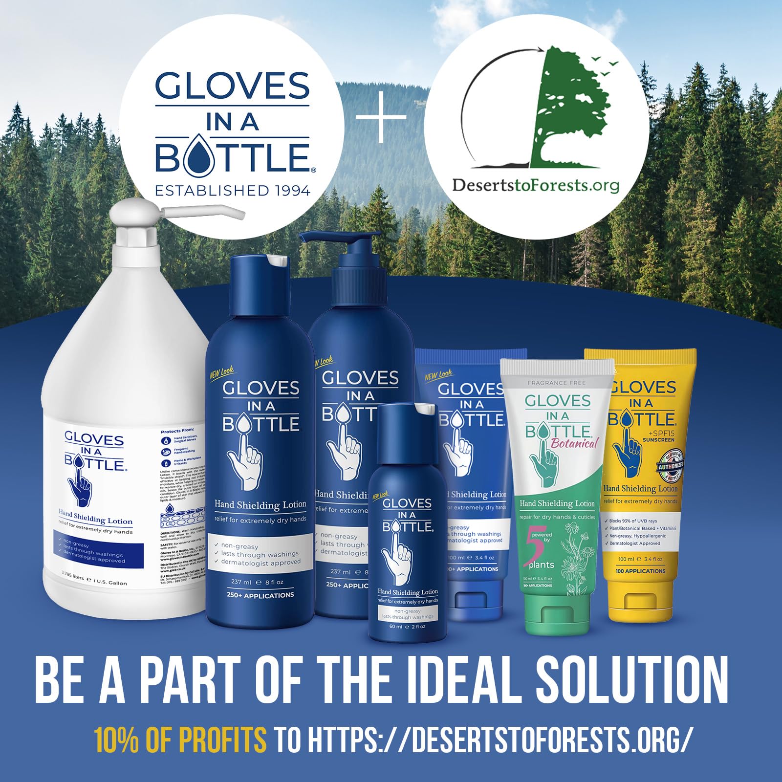 Gloves In A Bottle Shielding Lotion 6-Pack – Fragrance-Free, Grease-Less Dry Skin Moisturizer (2oz / 60ml)