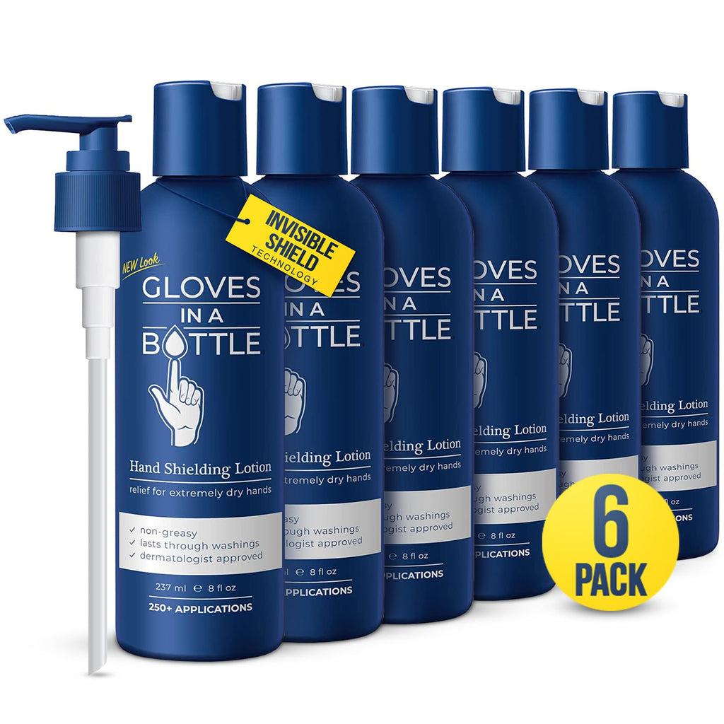 Gloves In A Bottle Shielding Lotion - 6-Pack with Dispenser for Dry Skin (8 oz)