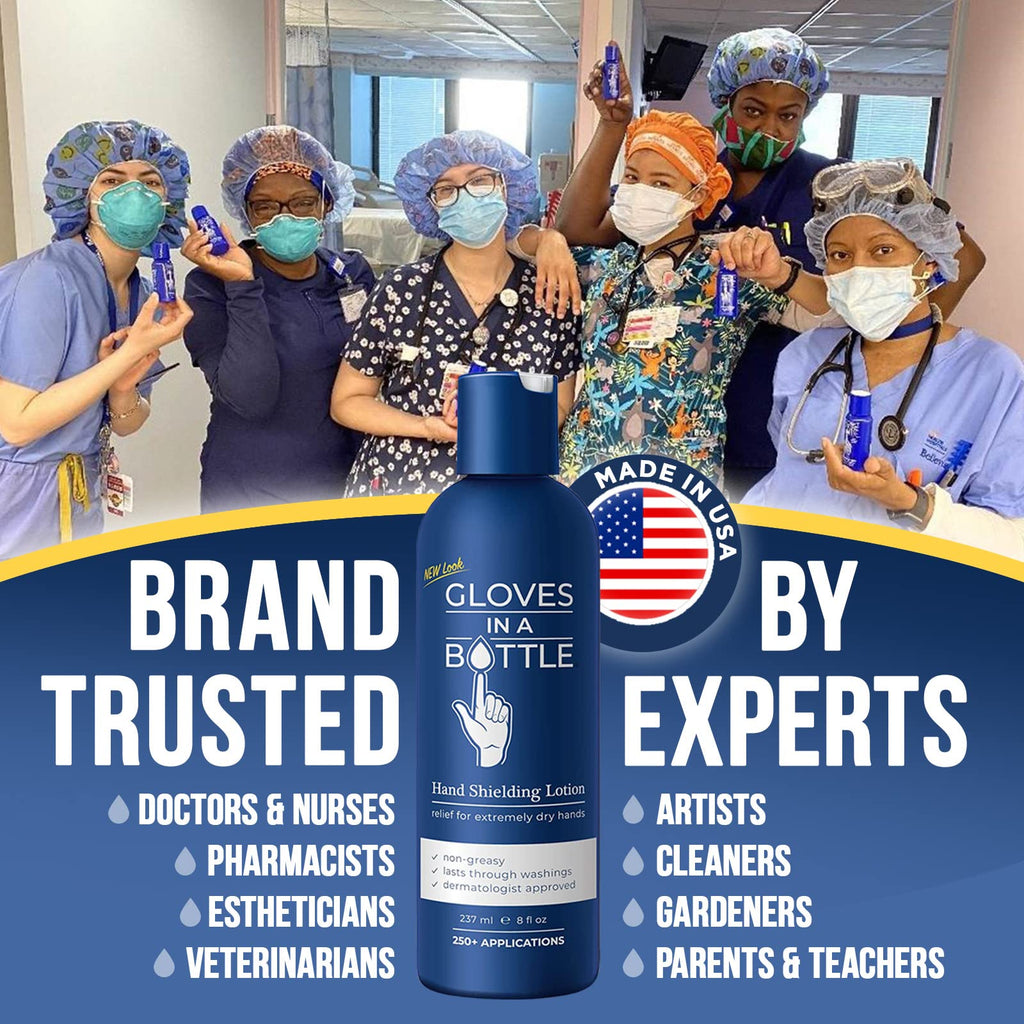 Gloves In A Bottle Shielding Lotion for Dry, Itchy Skin — 8 oz (12 Pack) | Hypoallergenic & USA Made