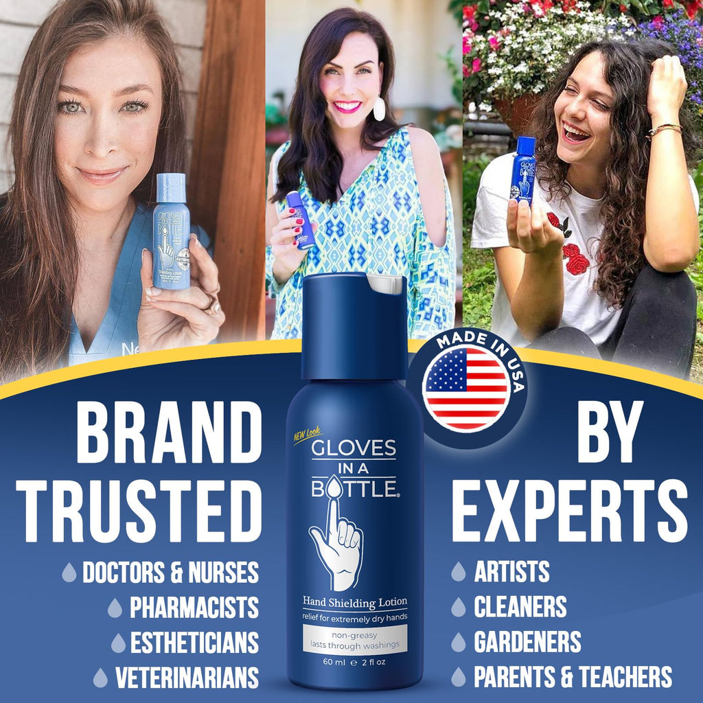 Gloves In A Bottle Shielding Lotion 6-Pack – Fragrance-Free, Grease-Less Dry Skin Moisturizer (2oz / 60ml)