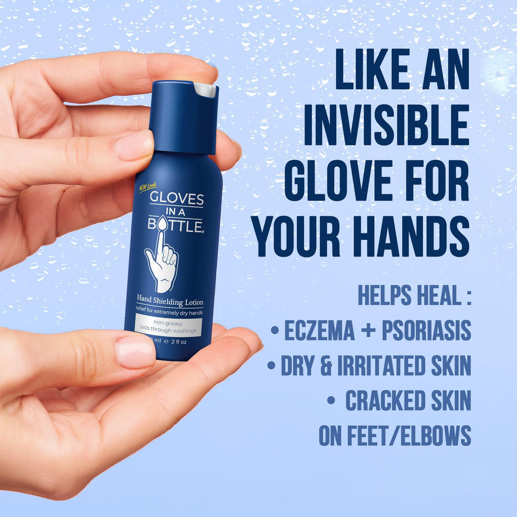 Gloves In A Bottle Shielding Lotion 6-Pack – Fragrance-Free, Grease-Less Dry Skin Moisturizer (2oz / 60ml)