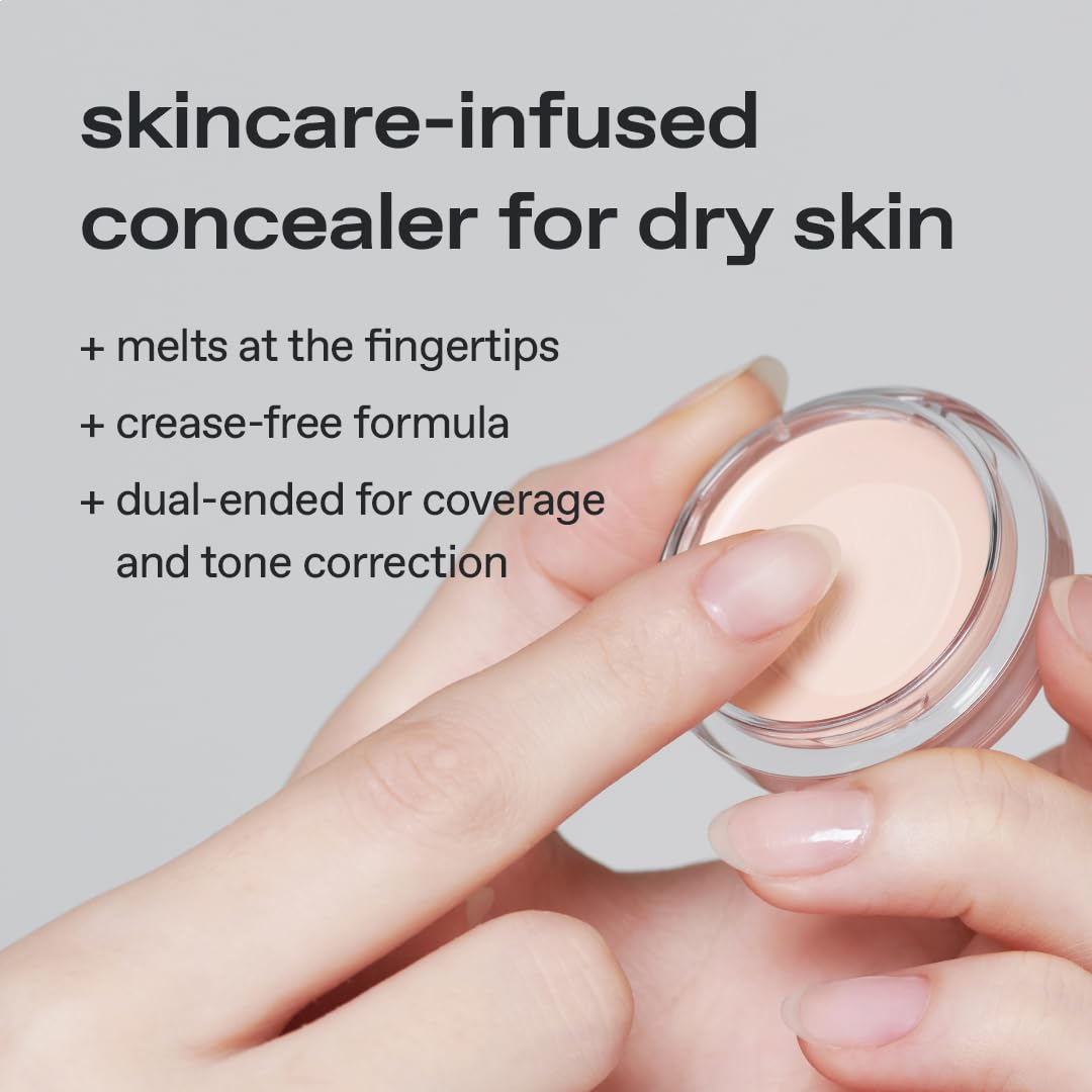 glow not dry concealer beige | dual-color pink & white for blemishes and brightening | full-coverage, melt-in texture | 0.4 oz
