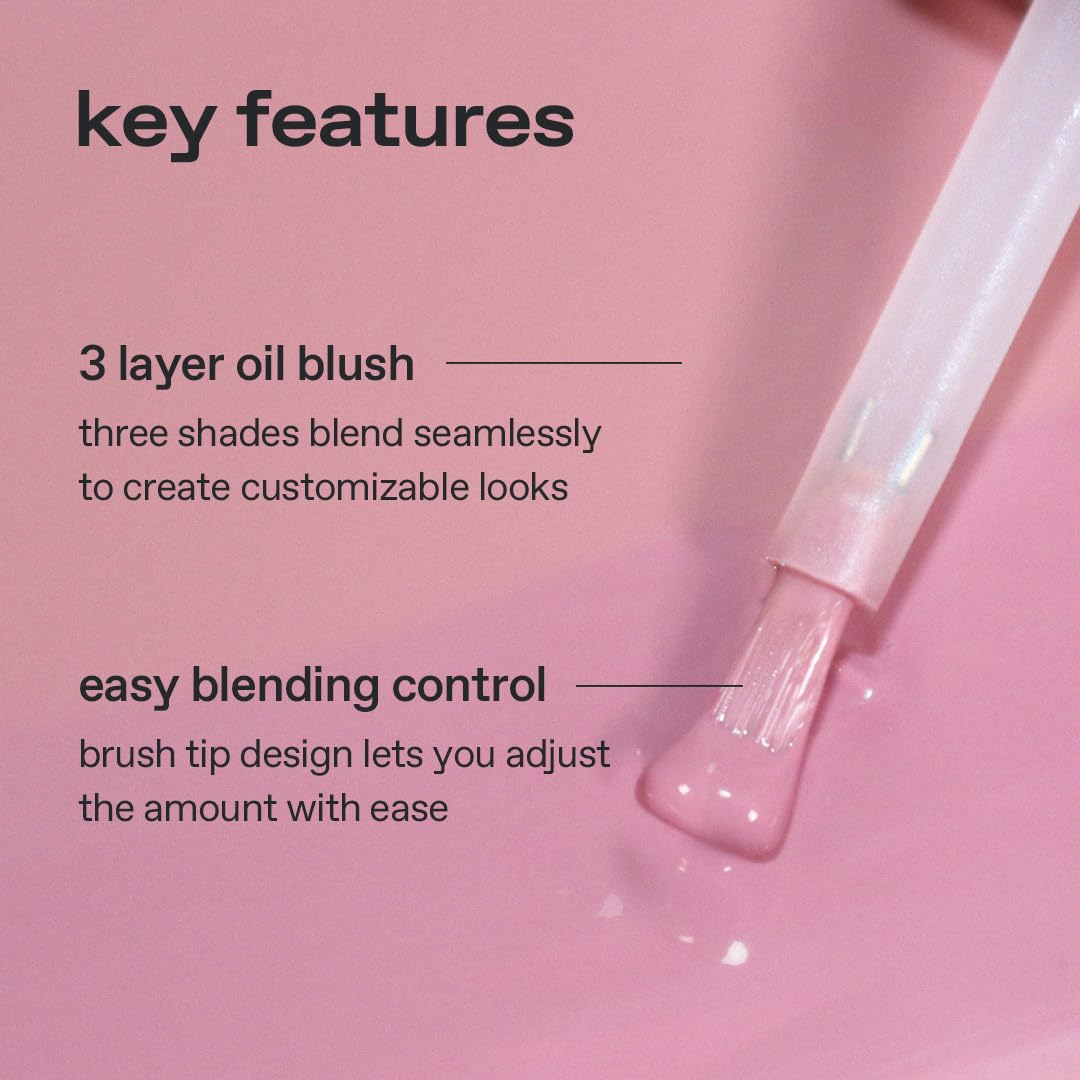glow liquid blush | lightweight, dewy finish | 3-layer oil blush | buildable color | 2.7 oz cloverclub