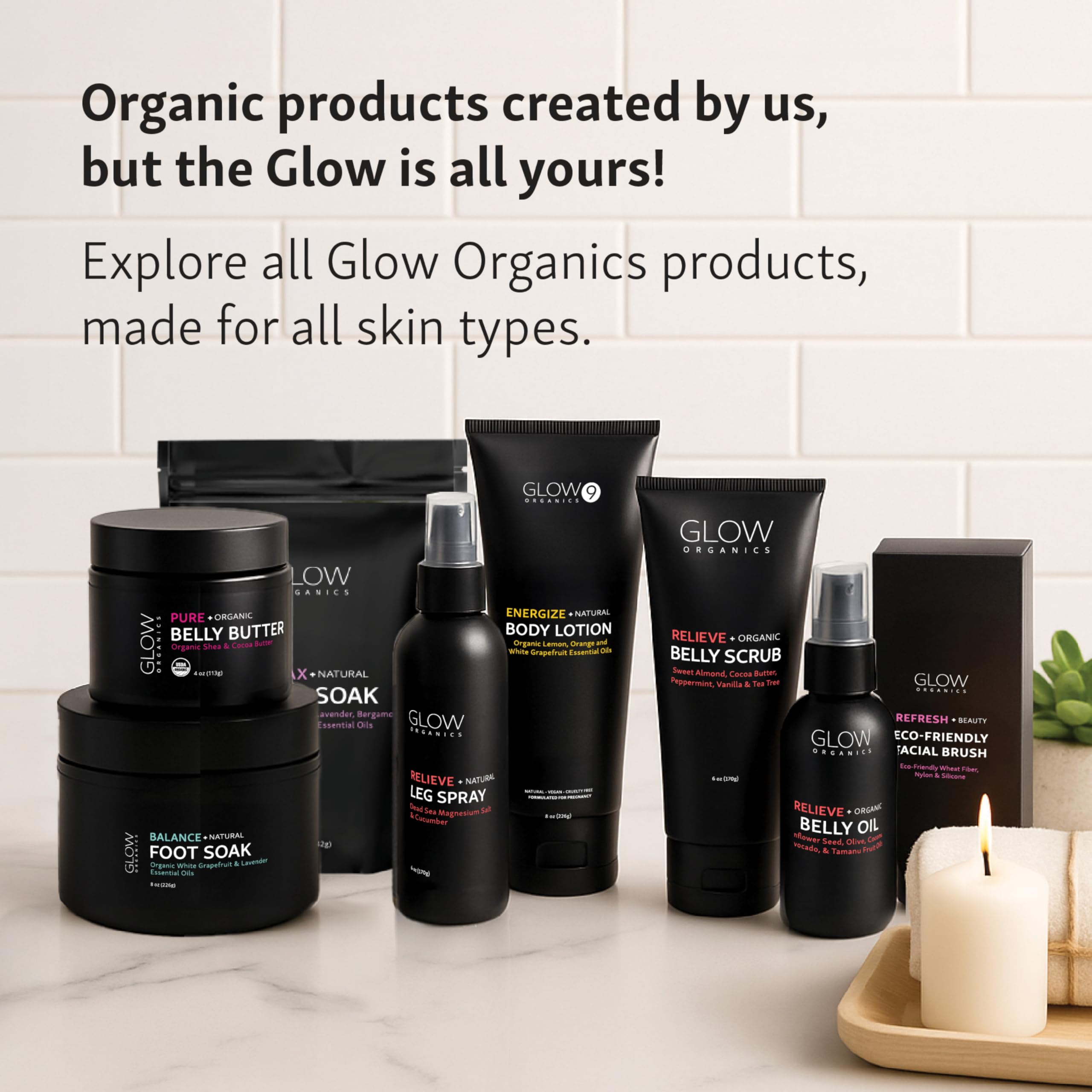 Glow Organics Exfoliating Belly Scrub – Moisturizing Sugar Scrub with Almond Oil & Cocoa Butter (6 oz)