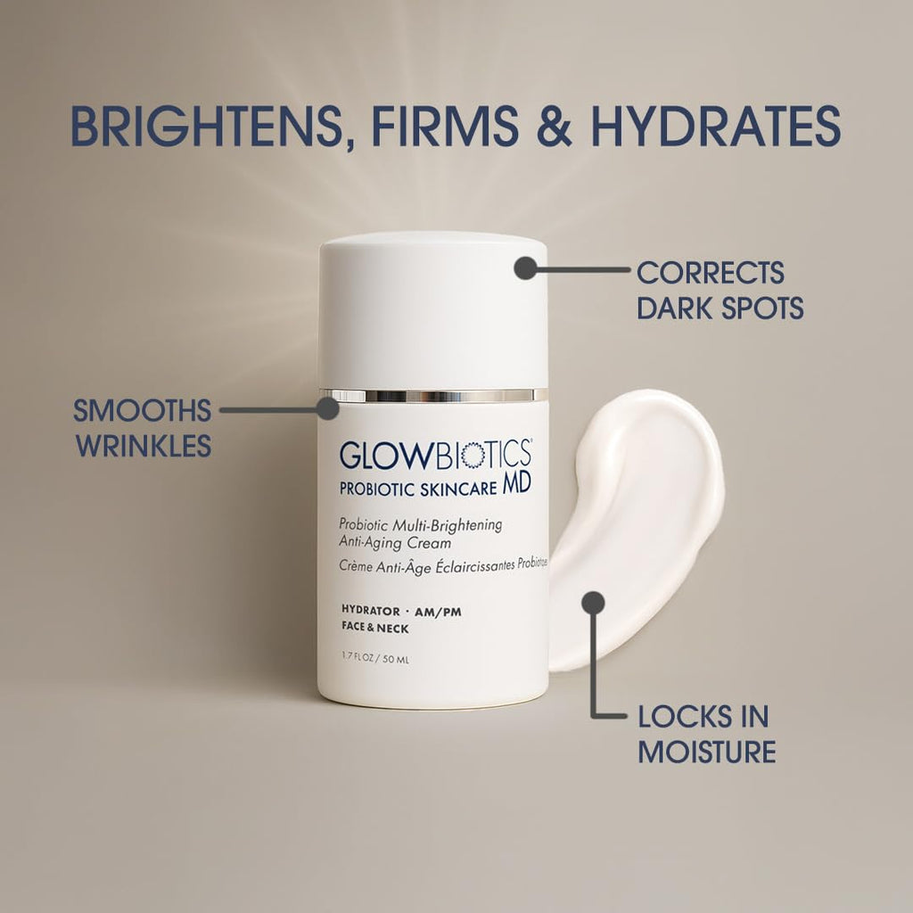 Glowbiotics Probiotic Multi-Brightening Cream - Dark Spot Corrector & Anti-Aging Moisturizer - 1.7 oz - Vitamin C & Peptides for Dry, Hormonal Skin