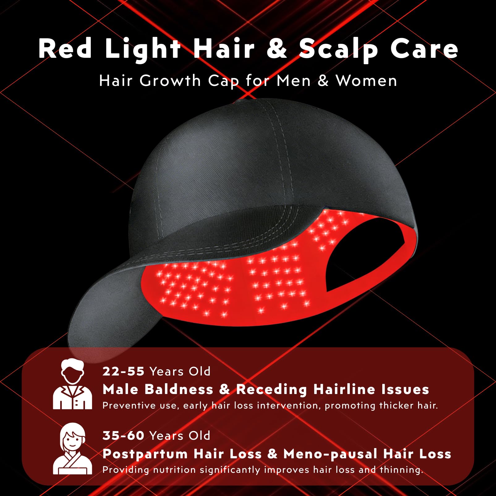 GlowFars Red Light Hair Growth Cap – Wireless, 4-Wavelength + Pulse Mode