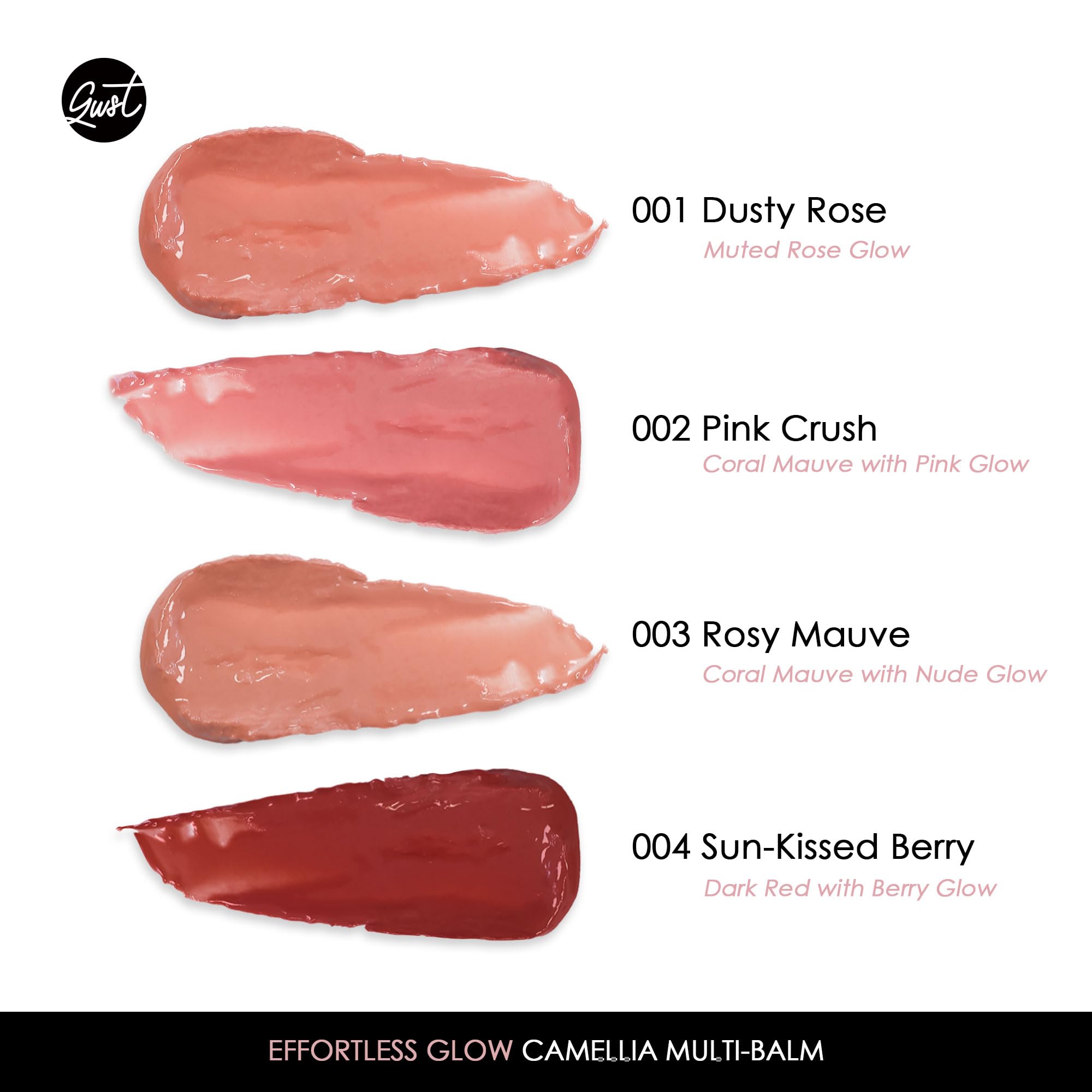Glowiest Effortless Glow Camellia Multi-Balm Rosy Mauve – Lip & Cheek Cream Blush with Built-In Brush