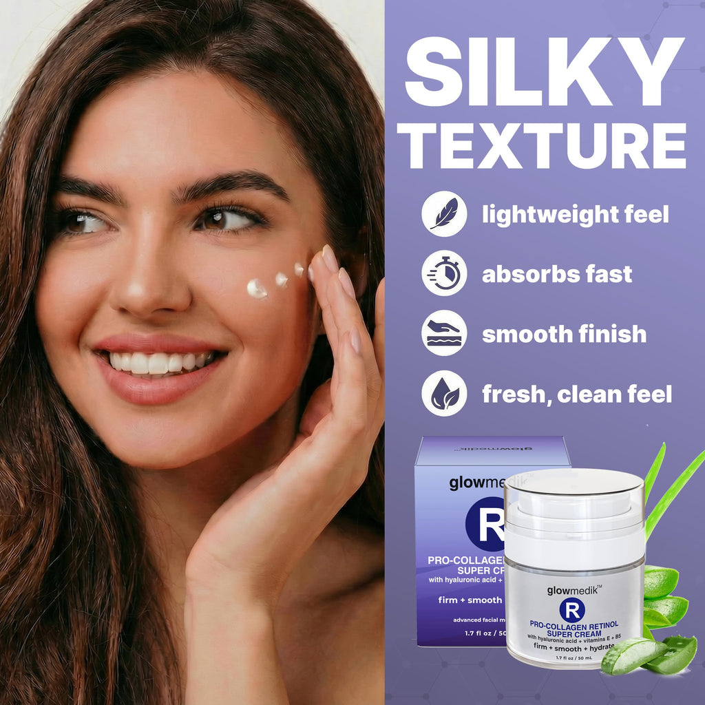 Glowmedik Pro-Collagen Retinol Super Cream with Hyaluronic Acid & Aloe | Anti-Aging Moisturizer for Fine Lines & Dry Skin | 50ml