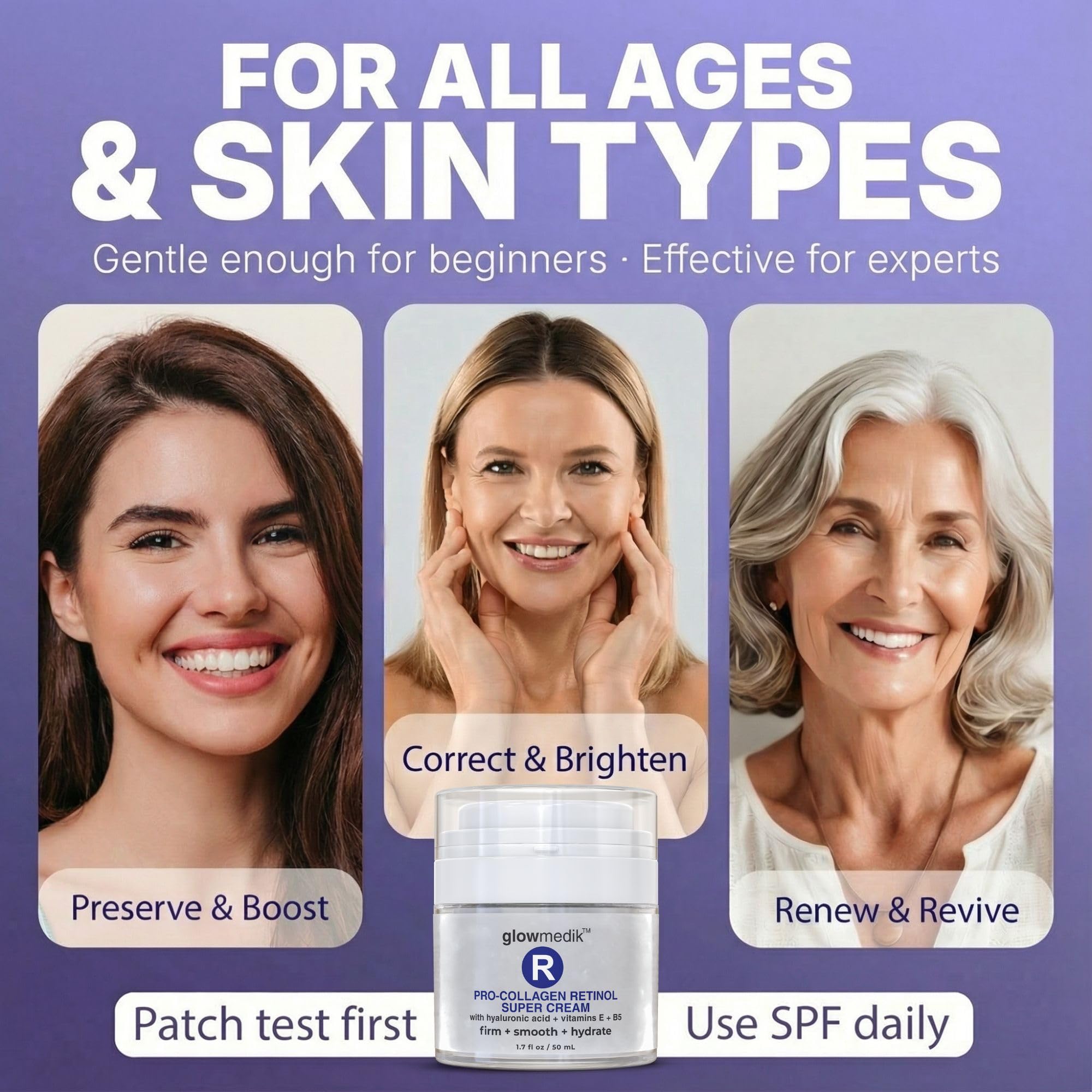 Glowmedik Pro-Collagen Retinol Super Cream with Hyaluronic Acid & Aloe | Anti-Aging Moisturizer for Fine Lines & Dry Skin | 50ml