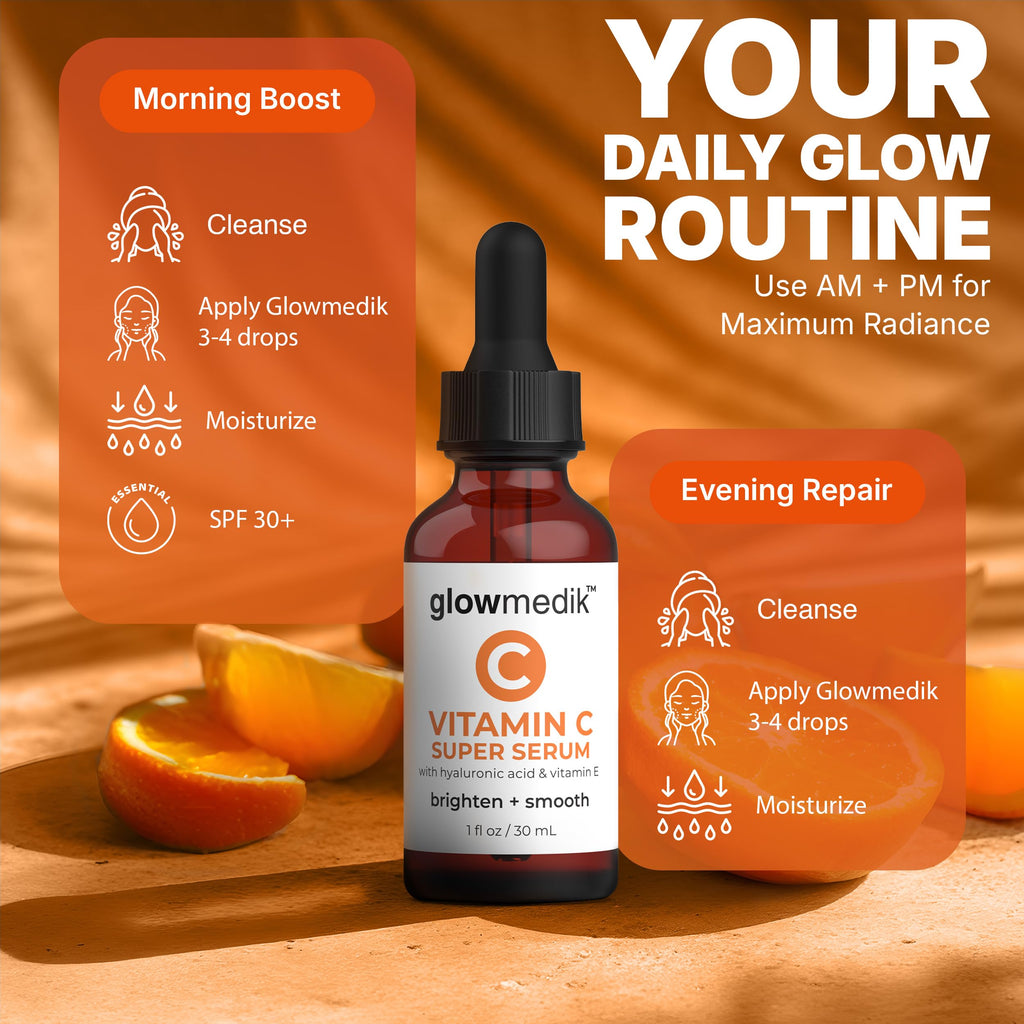 GlowMedik Vitamin C Serum for Face – Brighten Dark Spots, Even Tone, Hydrate & Firm (30ml)