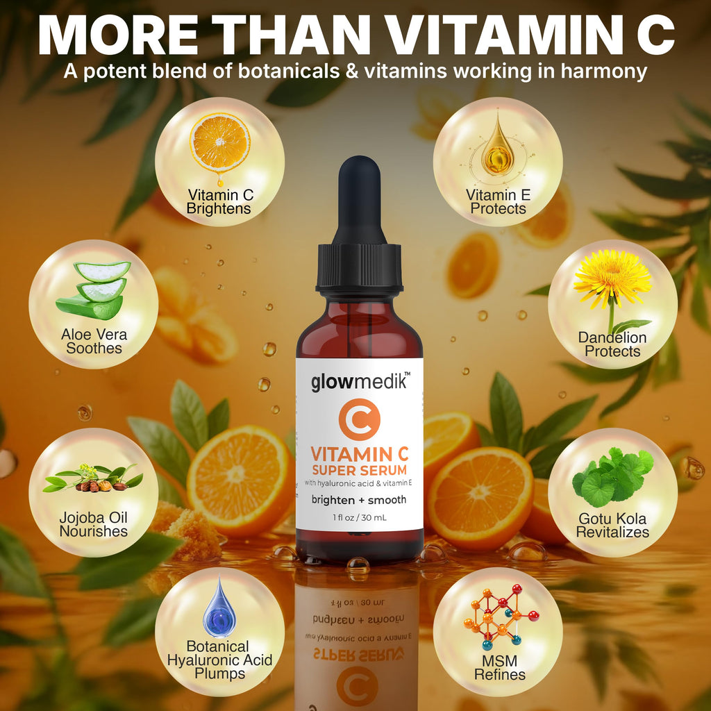 GlowMedik Vitamin C Serum for Face – Brighten Dark Spots, Even Tone, Hydrate & Firm (30ml)