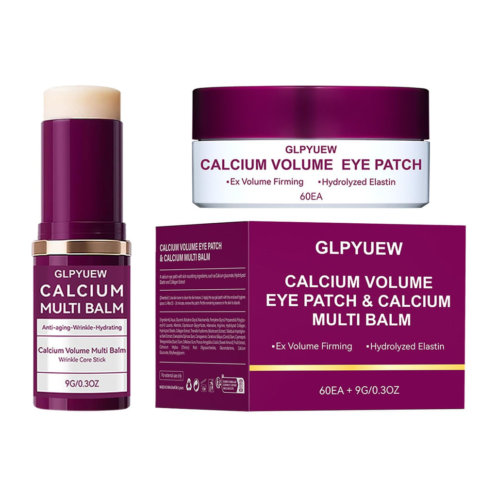 GLPYUEW Calcium Multi Balm Stick & 60 Hydrogel Eye Patches – Dual-Effect Eye Care Set