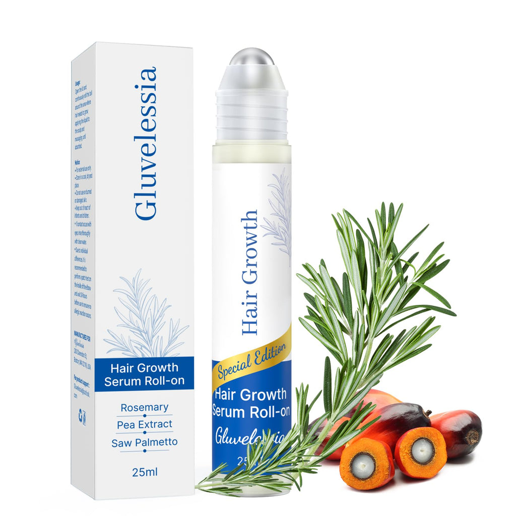 Gluvelessia Hair Growth Serum Roll-On with Rosemary – Thicker, Fuller Hair for Men & Women
