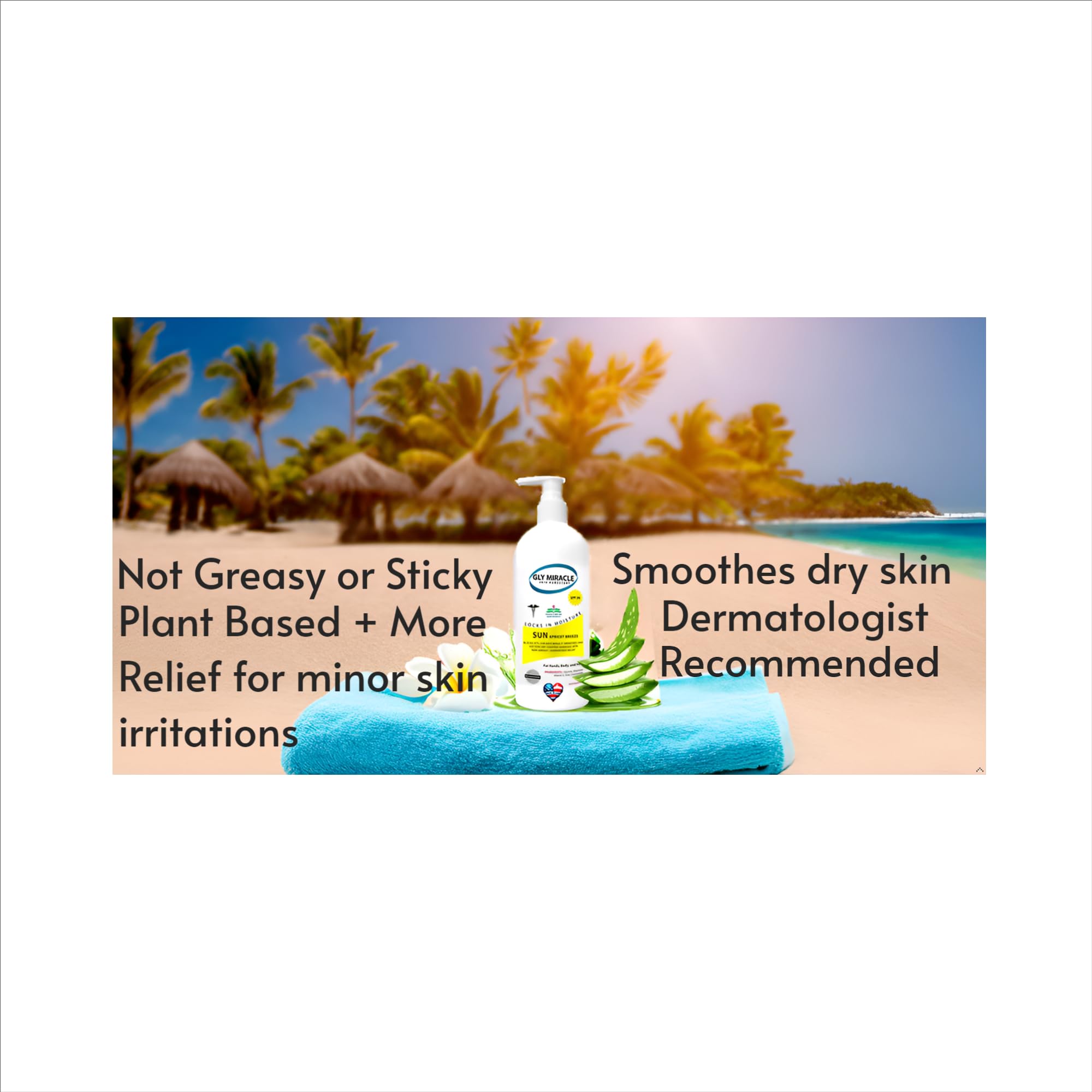 GLY MIRACLE SUN SPF30 Sunscreen Moisturizer – Hydration + Broad Spectrum SPF 30, Apricot Breeze, 16 oz