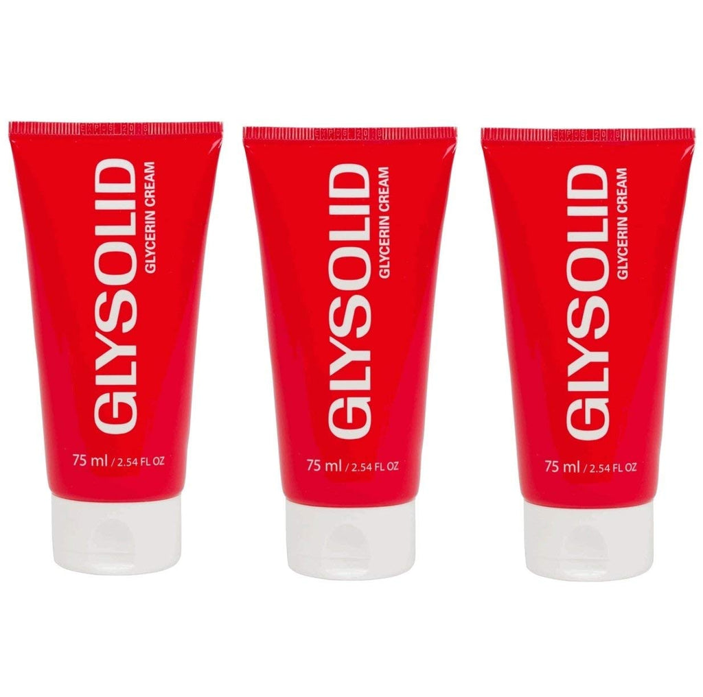 Glysolid Glycerin Skin Cream – Thick, Smooth, Silky Moisturizer for Hands, Feet, and Body | 2.54 fl oz Tube, 3-Pack