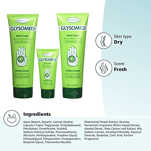 Glysomed Hand Cream Combo 3 Pack – 2 Large Tubes (8.5 oz) + Purse Size (1.7 oz)