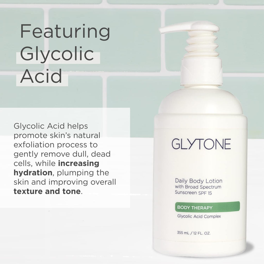 GLYTONE Daily Body Lotion SPF 15 – Broad Spectrum Sunscreen with Glycolic Acid & Shea Butter