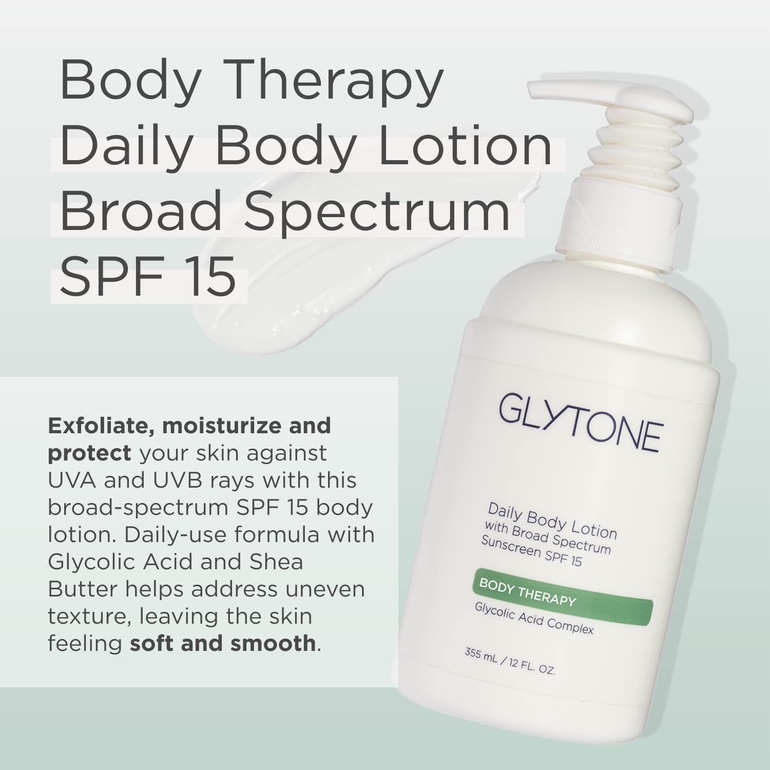 GLYTONE Daily Body Lotion SPF 15 – Broad Spectrum Sunscreen with Glycolic Acid & Shea Butter