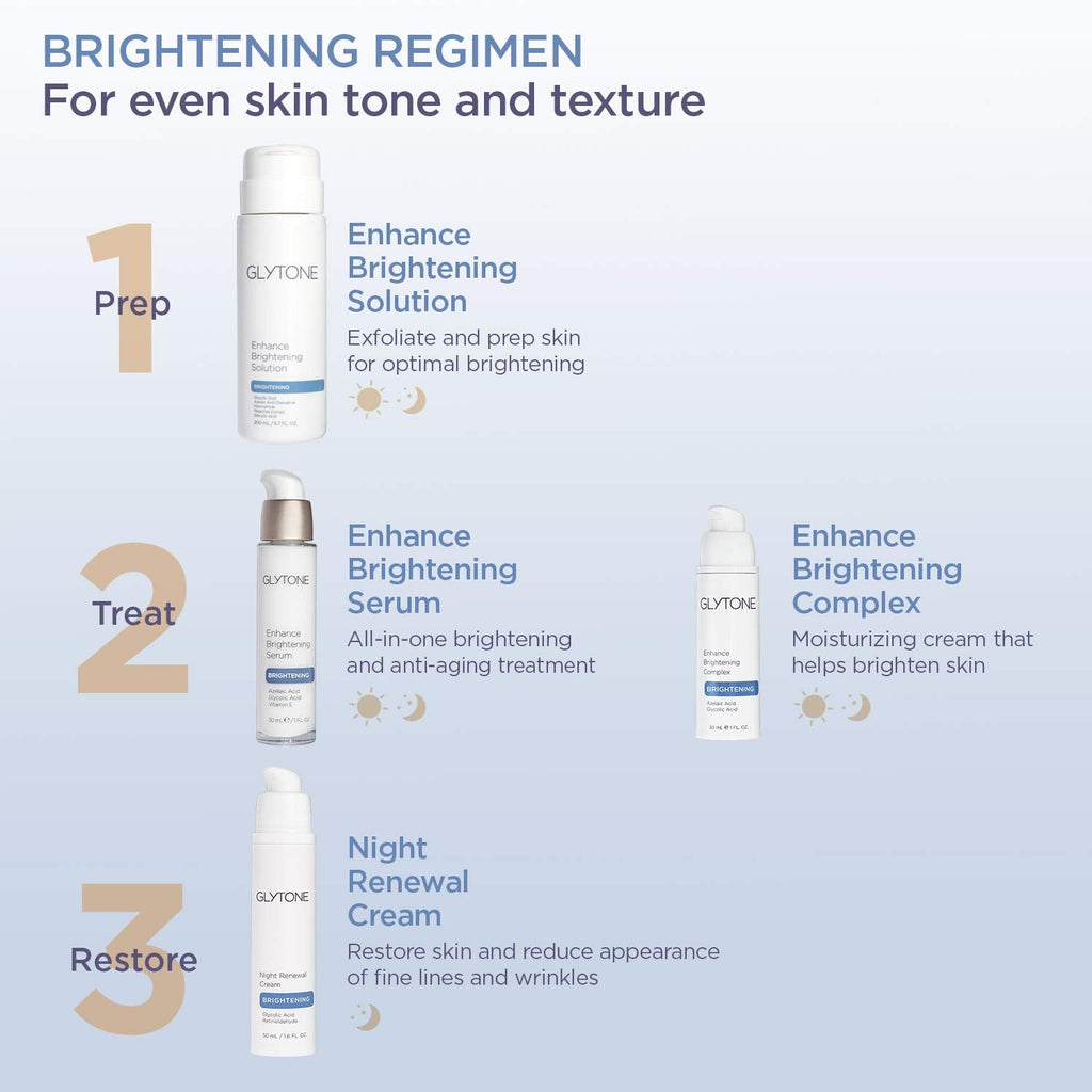 GLYTONE Enhance Brightening Solution | Exfoliating Toner with Glycolic, Azelaic Derivative, Niacinamide & Malachite Extract | 6.7 fl oz