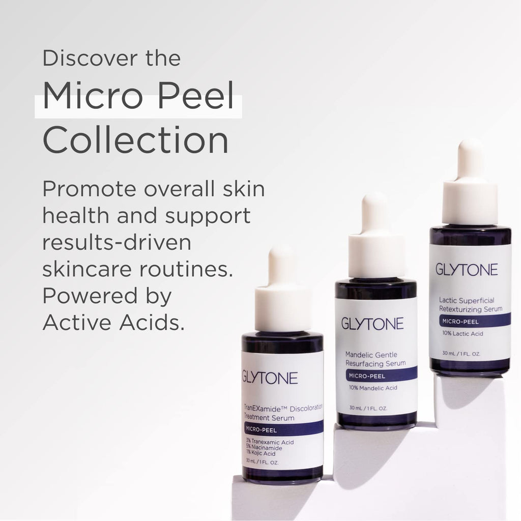 Glytone Micro-Peel Lactic Superficial Retexturizing Serum | 10% Lactic Acid Exfoliant for Face & Neck | Hydrates, Brightens & Reveals Smoother Skin | Paraben-Free - 1 Fl oz
